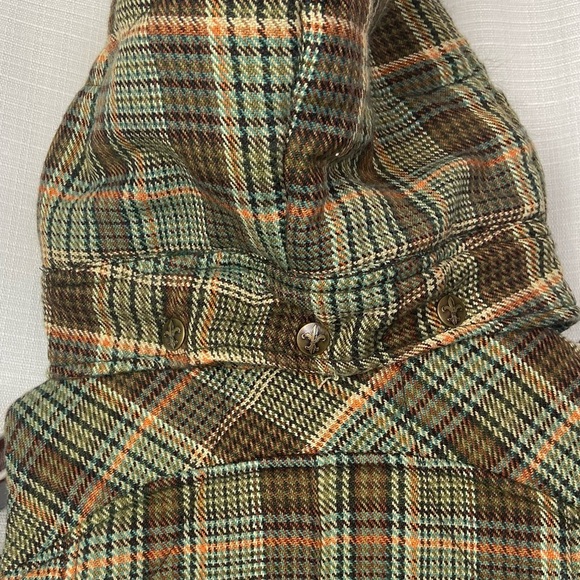 BBDakota• wool Brown Plaid Tartan Fur Hooded Flannel Vest medium - Picture 4 of 10
